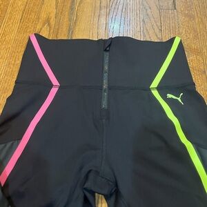 Puma Black Leggings with Neon Accents S Small Brand New With Tags